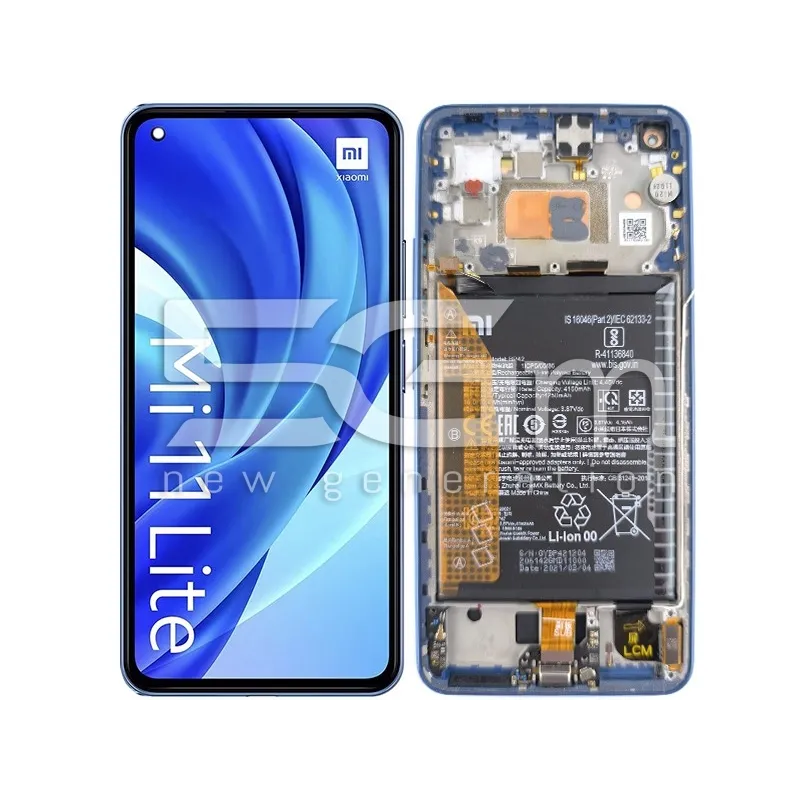 LCD + Frame Blue + Batteria Xiaomi Mi 11 Lite - 11 Lite 5G (PULLED)