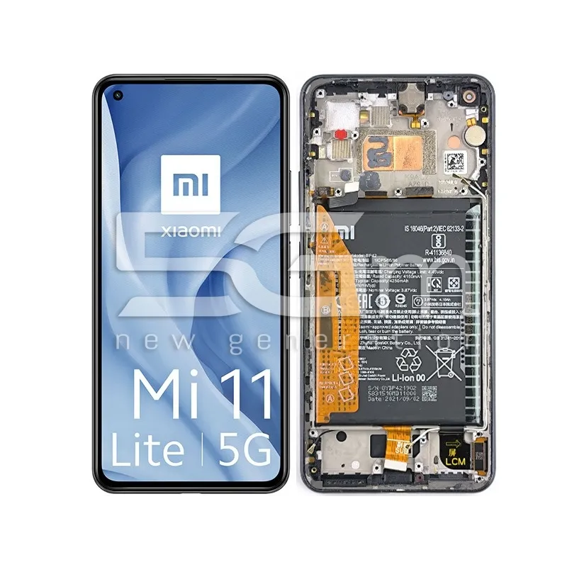 LCD + Frame Black + Batteria Xiaomi Mi 11 Lite - 11 Lite 5G (PULLED)