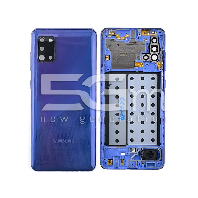 Retro Cover + Vetrino Camera + Middle Frame Blue Samsung SM-A315 A31 (Pulled)