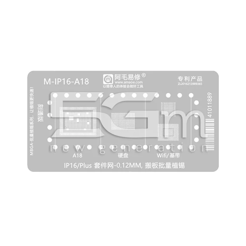 AMOE M-IP16-A18 0.12MM Stencil iPhone 16 - 16 Plus