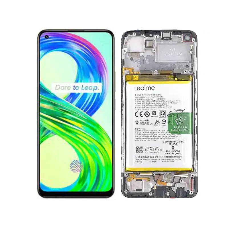 LCD + Battery + Frame Black Realme 8 Pro (PULLED)