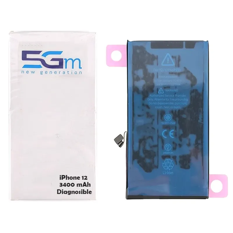 Batteria 5G-M Diagnosable High Capacity 3400mAh per iPhone 12 e 12 Pro con adesivo