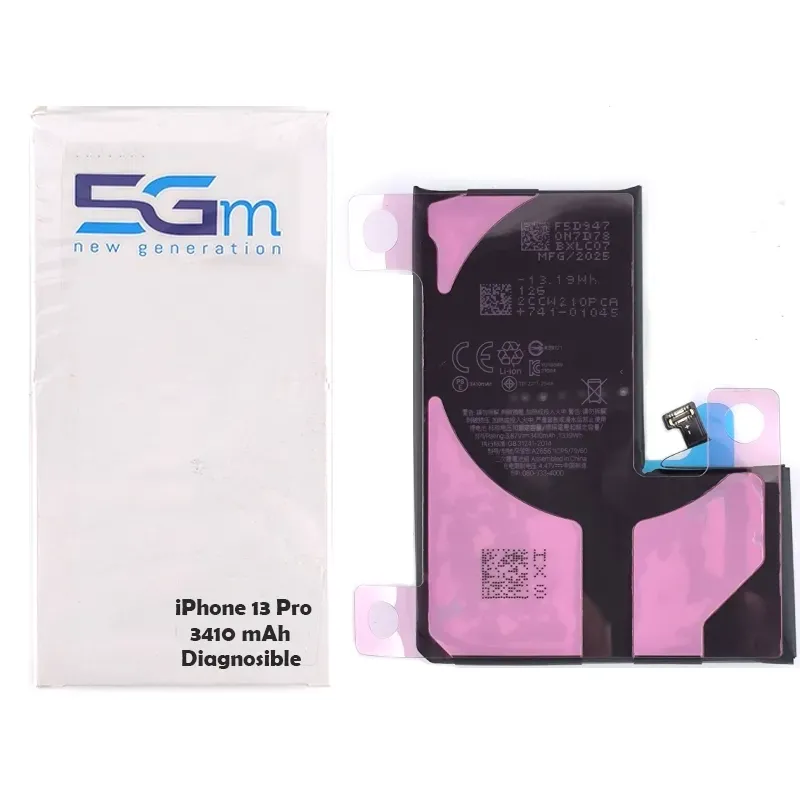 Batteria 5G-M Diagnosable High Capacity 3410mAh per iPhone 13 Pro con adesivo preinsta