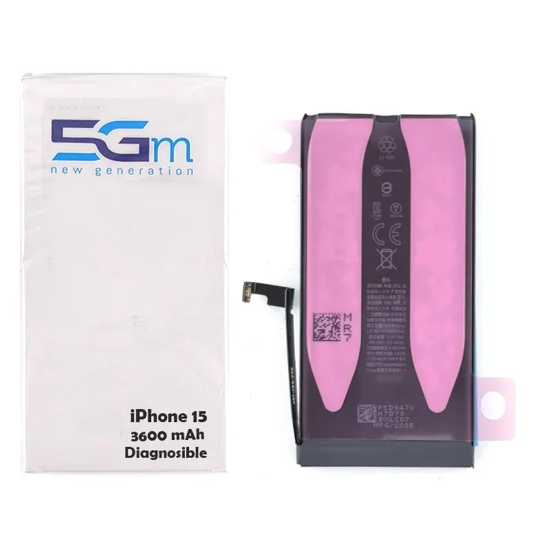 Batteria 5G-M Diagnosable High Capacity 3550mAh per iPhone 15 con adesivo preinstallato