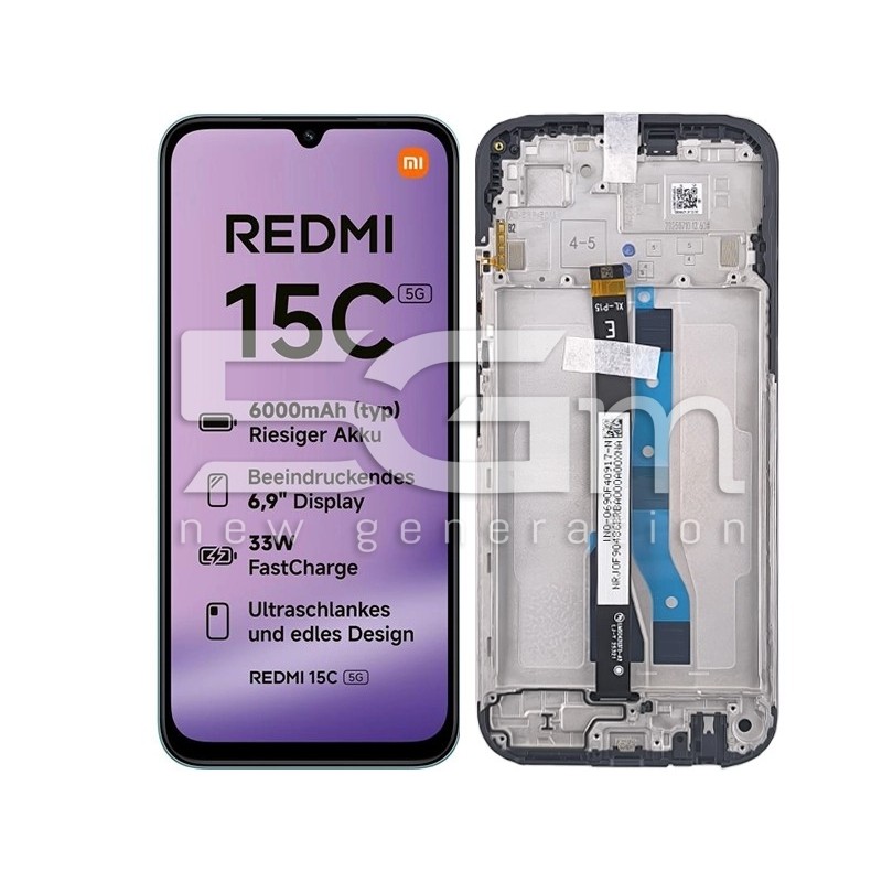 Display Touch + Frame Black Xiaomi Redmi 15C 5G (Ori)