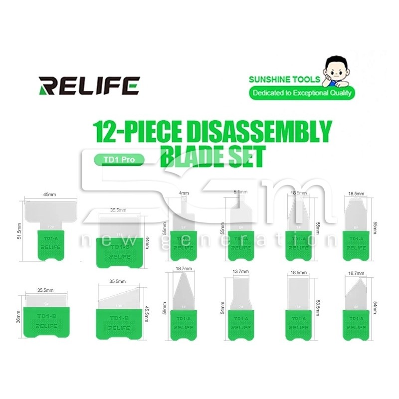 RELIFE TD1 Pro: Set 12 Lame Disassemblaggio Smartphone Professionali | 5G-M
