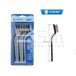 Sunshine SS-046 Kit 3 Spazzole Pulizia PCB (Acciaio/Antistatica) | 5G-M