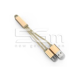 LLC89 LDNIO Cavo USB 2 In 1 In Tessuto metallico Flessibile - Gold
