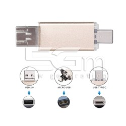 64GB 3 in 1 USB-C - Type-C + USB 2.0 + OTG Flash Disk
