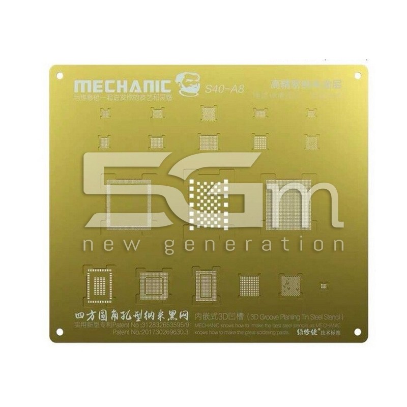 Mechanic S40 3D Groove Gold Steel Stencil A8