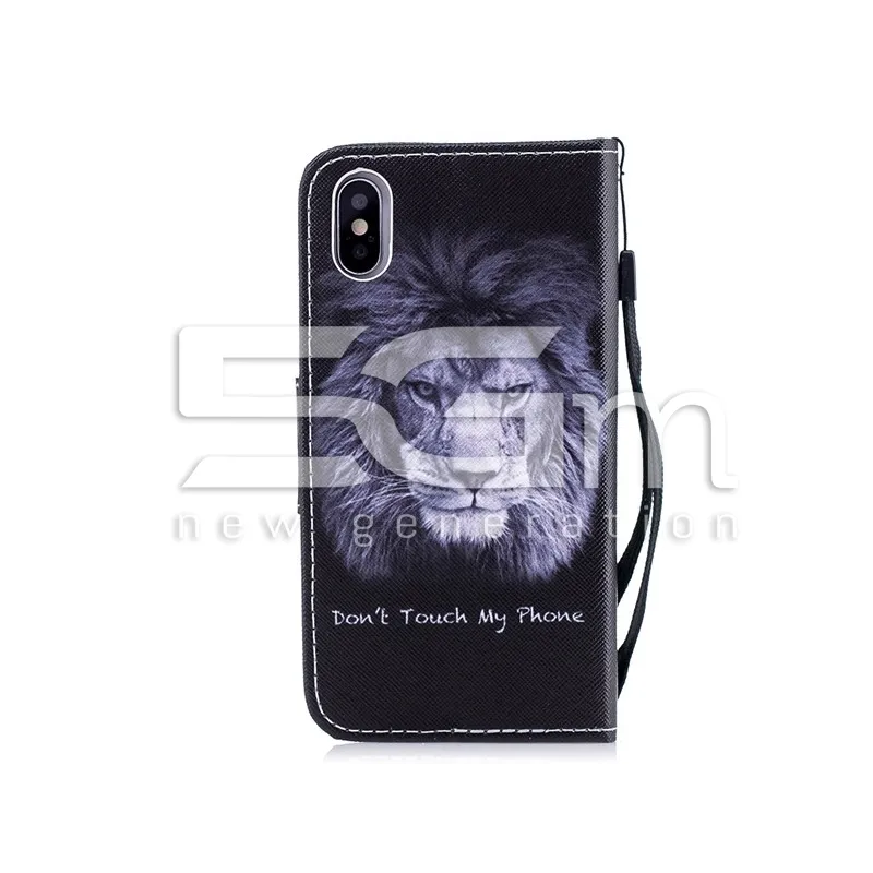 Capa De Couro TPU + PU Lion iPhone X - XS