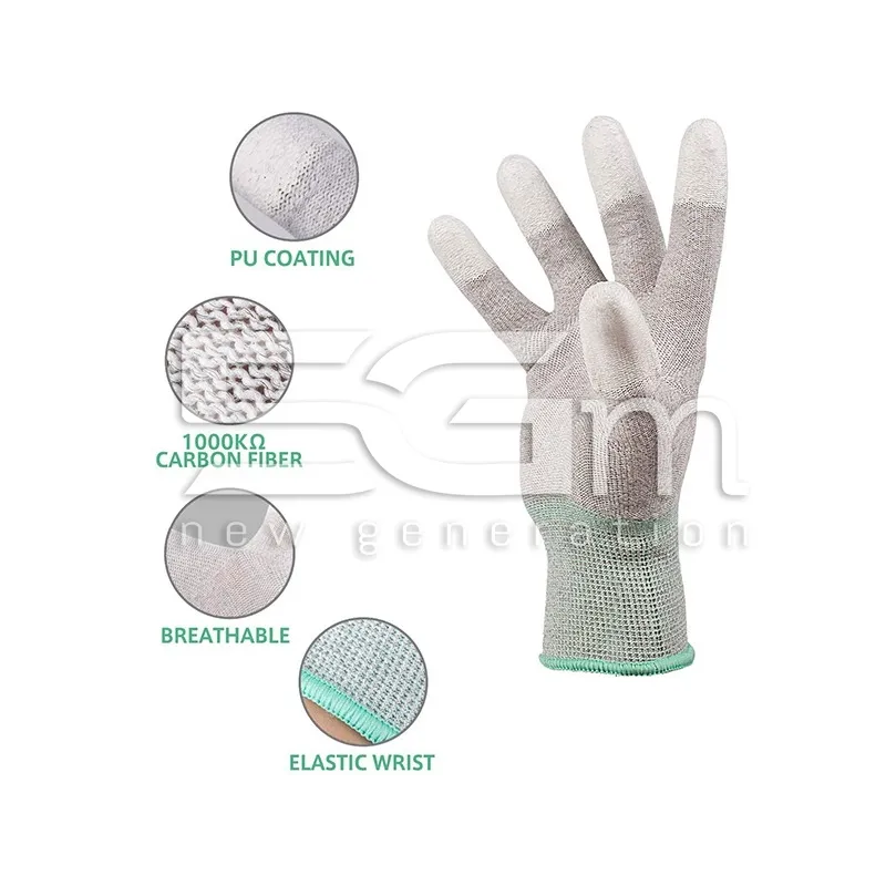 Stretchy Gloves in Carbon Fibre/pu Esd S