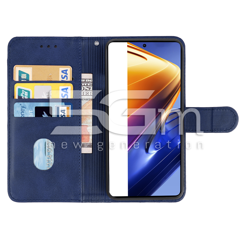 Custodia Pelle Blu Xiaomi Poco F4 GT