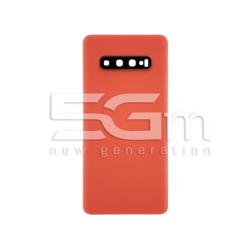 Retro Cover Orange + Vetrino Camera Samsung SM-G975F S10 Plus No Logo