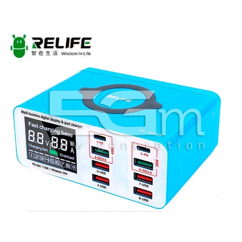 RELIFE RL-304S DIGITAL DISPLAY 8 Port Fast Charger