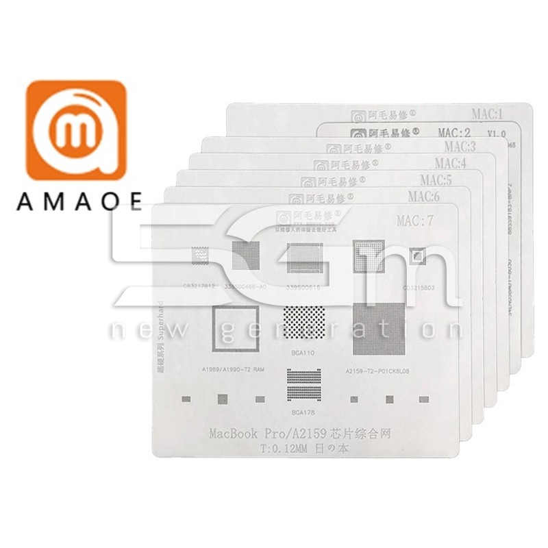 Amaoe BGA Reballing Stencil MAC 7 in 1