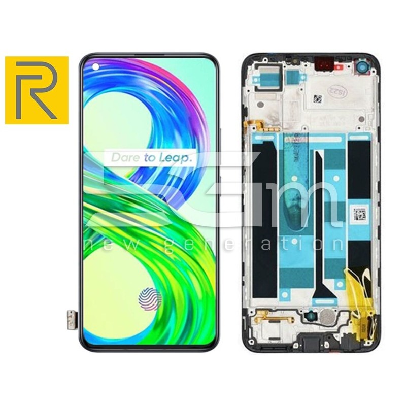 Ecra Tactil + Chassi Preto Realme 8 4G RMX3085 Ori