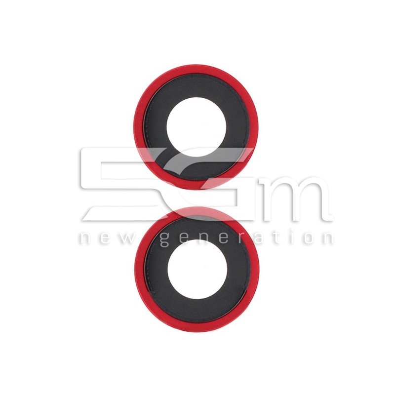 Vetrini Camera Posteriore + Frame Nero Rosso 14 - 14 Plus