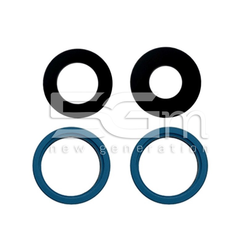 Set 4 Pcs Rear Camera Lens + Frame Blue iPhone 13