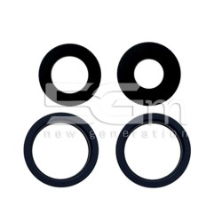 Set 4 Pcs Rear Camera Lens + Frame Black iPhone 13