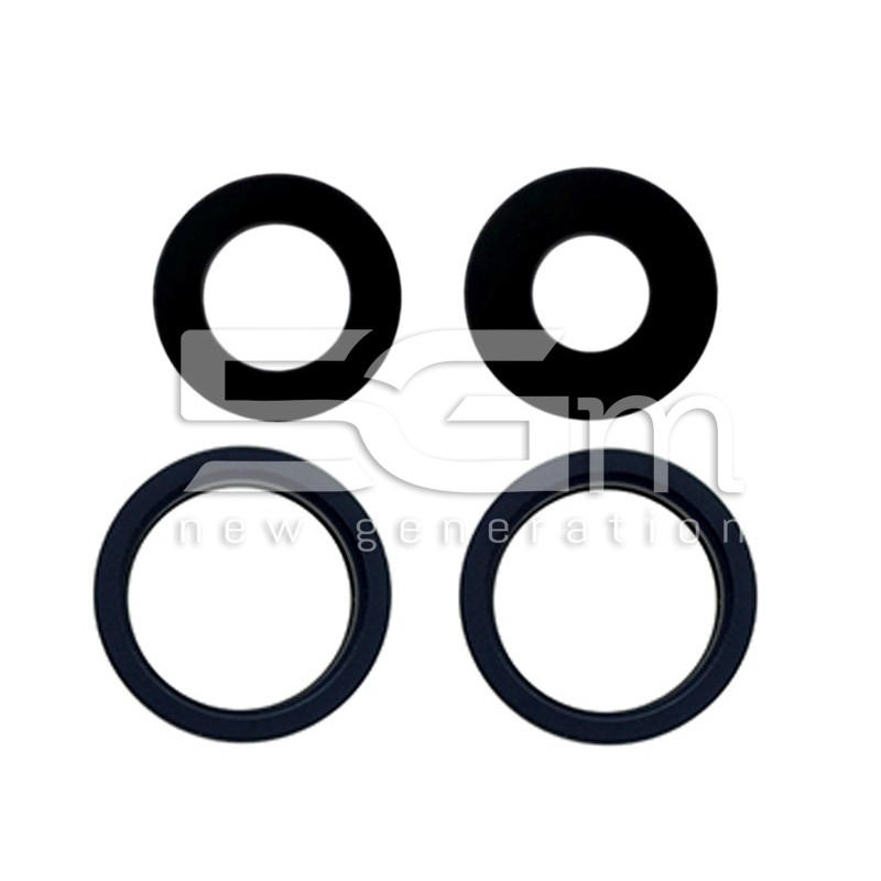 Set 4 Pcs Rear Camera Lens + Frame Black iPhone 13