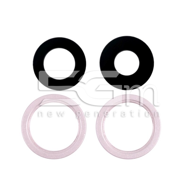 Set 4 Pcs Rear Camera Lens + Frame Pink iPhone 13