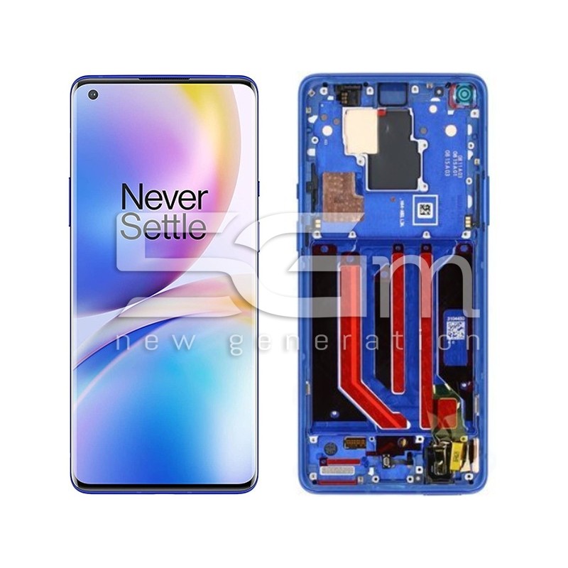 Ecra Tactil + Chassi Ultramarine Blue OnePlus 8 Pro (Pulled)