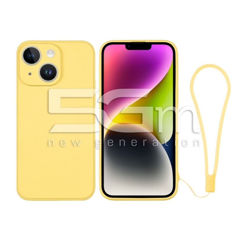 Silicone Case Yellow + Wrist Strap iPhone 14