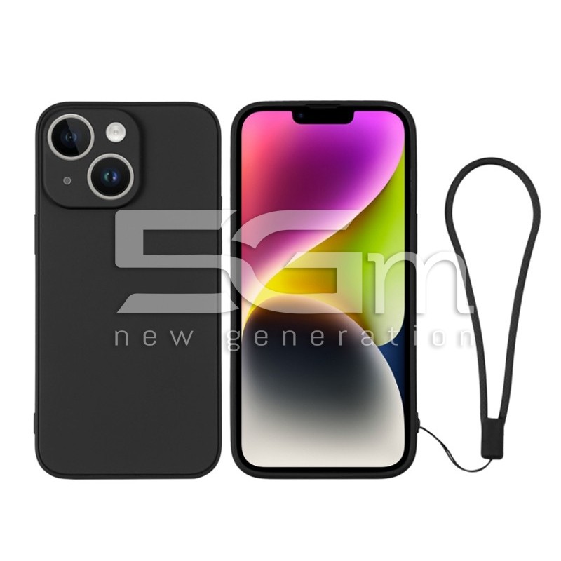 Silicone Case Black + Wrist Strap iPhone 14
