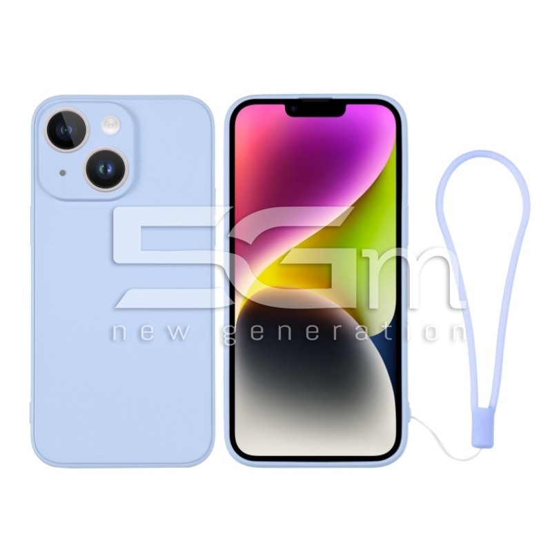 Silicone Case Light Blue + Wrist Strap iPhone 14
