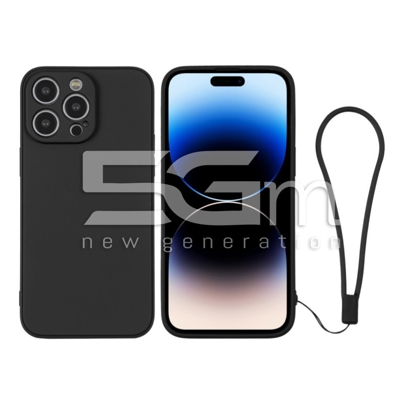 Silicone Case Black + Wrist Strap iPhone 14 Pro
