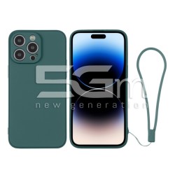 Silicone Case Dark Green + Wrist Strap iPhone 14 Pro