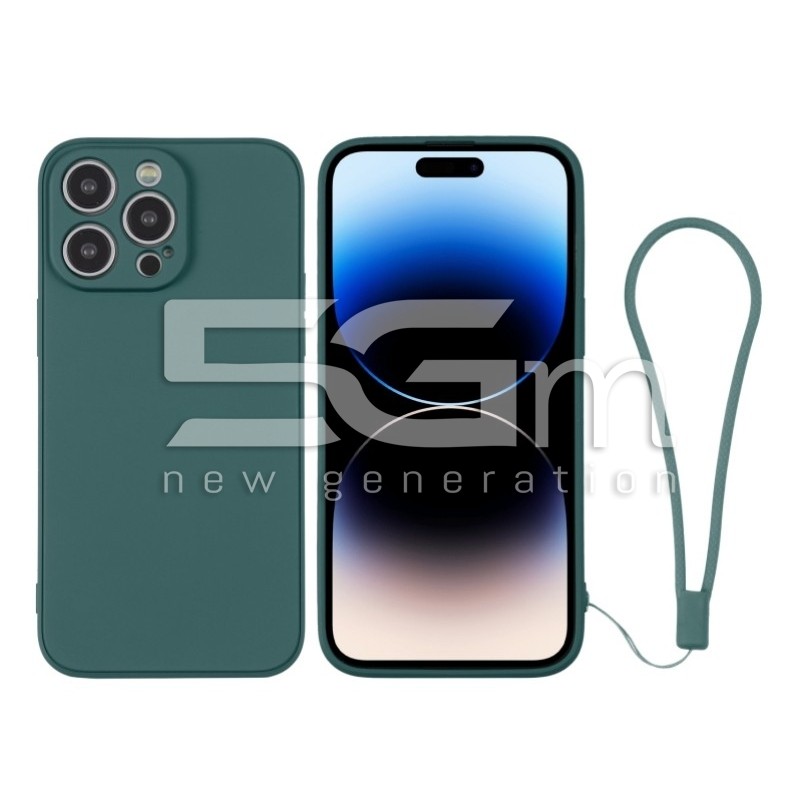 Silicone Case Dark Green + Wrist Strap iPhone 14 Pro