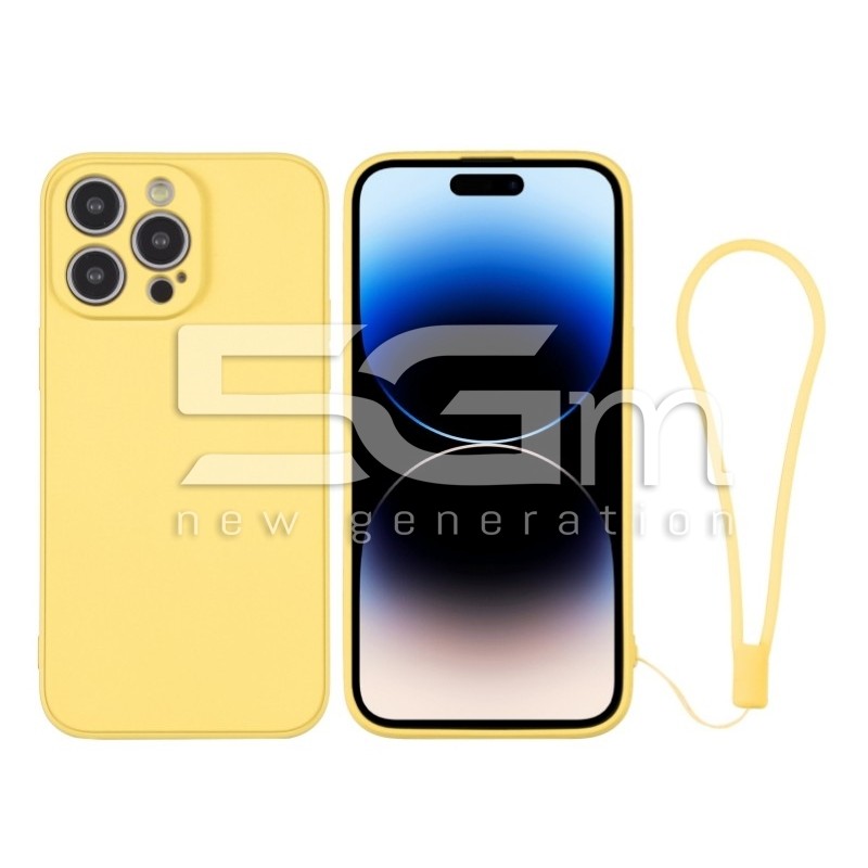 Silicone Case Yellow + Wrist Strap iPhone 14 Pro