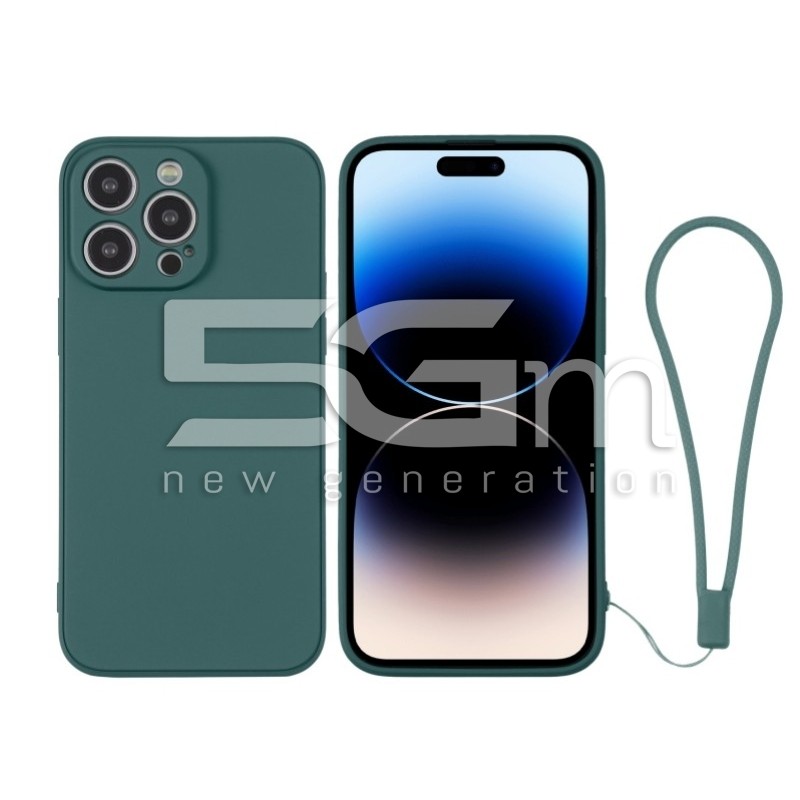 Silicone Case Dark Green + Wrist Strap iPhone 14 Pro Max
