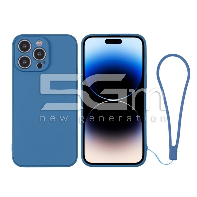 Silicone Case Blue + Wrist Strap iPhone 14 Pro Max