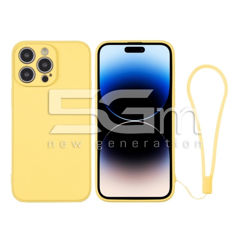 Custodia Gialla in Silicone + Cinturino Da Polso iPhone 14 Pro Max