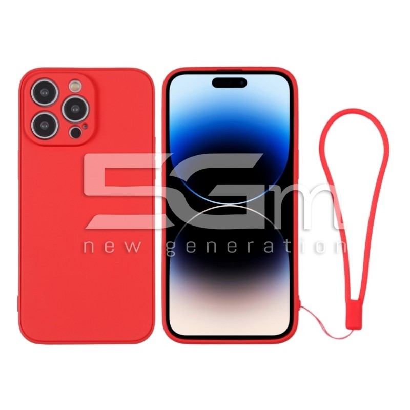 Silicone Case Red + Wrist Strap iPhone 14 Pro Max