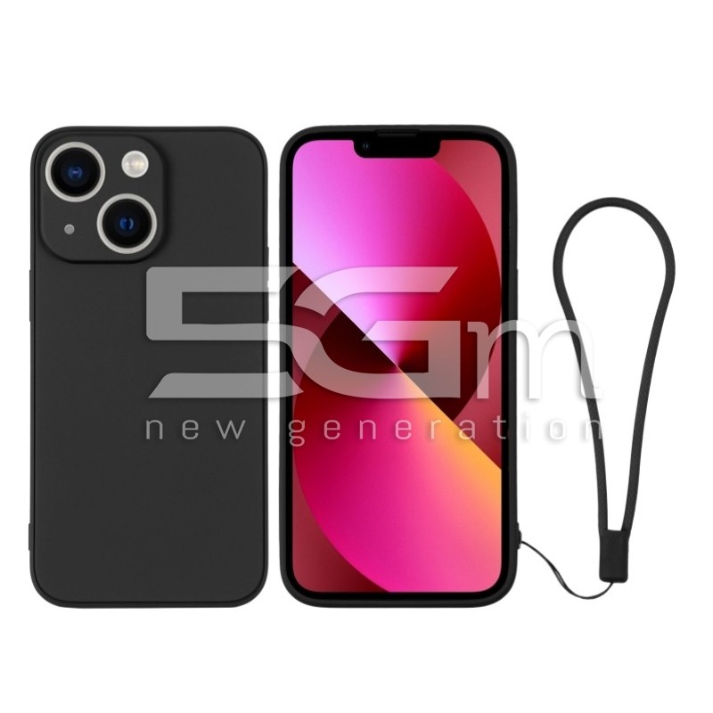 Silicone Case Black + Wrist Strap iPhone 13