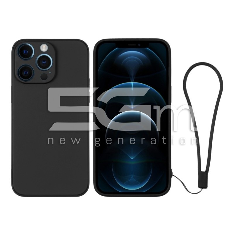 Silicone Case Black + Wrist Strap iPhone 12 Pro Max