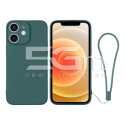 Silicone Case Dark Green + Wrist Strap iPhone 12
