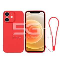 Custodia in Silicone Rosso + Cinturino Da Polso iPhone 12