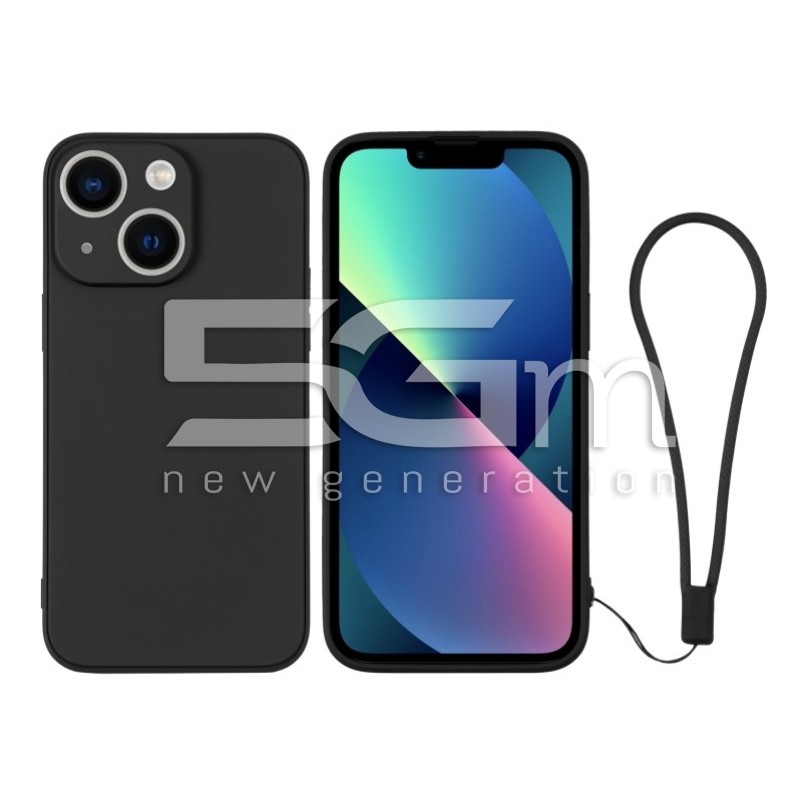 Silicone Case Black + Wrist Strap iPhone 13 Mini