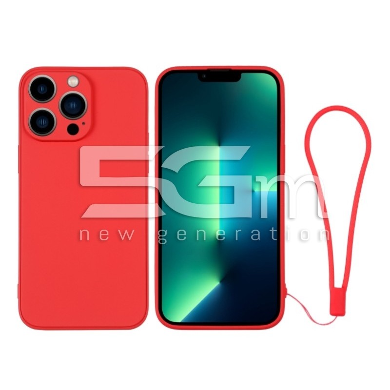 Silicone Case Red + Wrist Strap iPhone 13 Pro Max