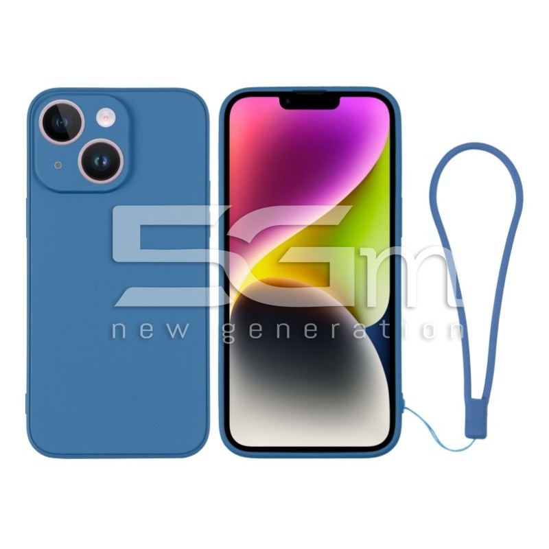 Silicone Case Blue + Wrist Strap iPhone 14 Plus