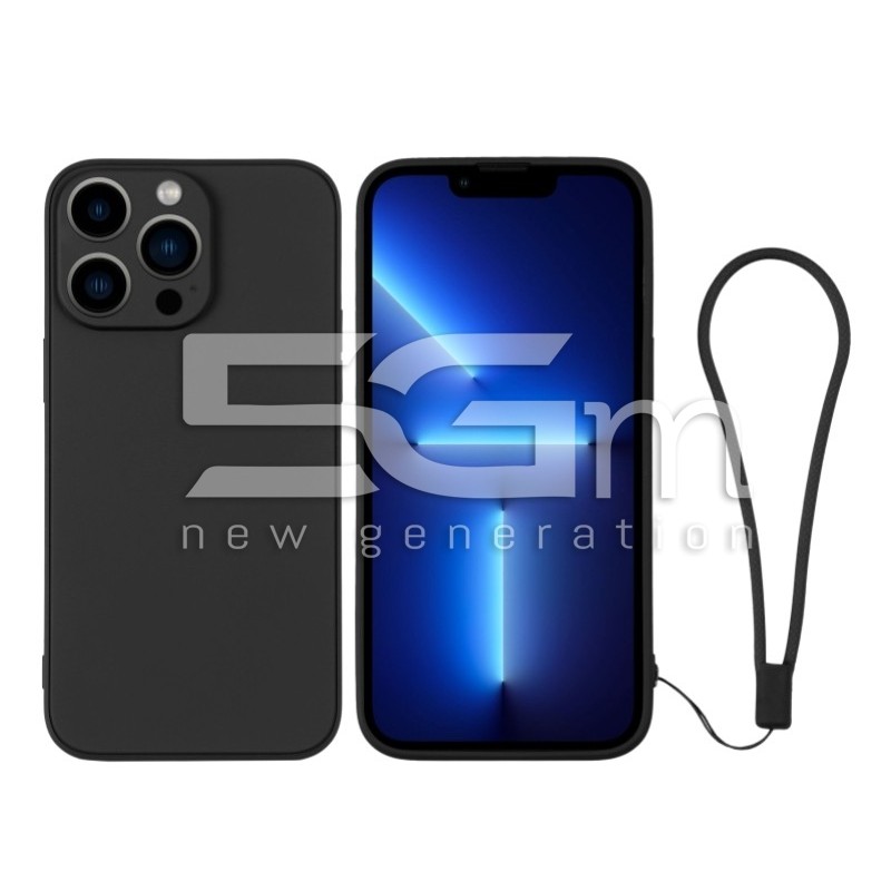 Silicone Case Black + Wrist Strap iPhone 13 Pro