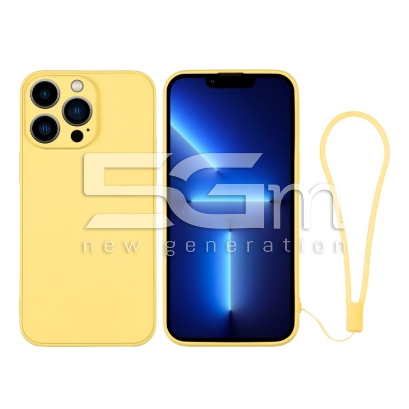 Silicone Case Yellow + Wrist Strap iPhone 13 Pro