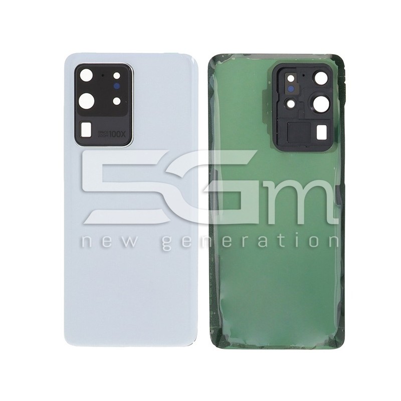 Rear Cover White + Camera Lens Samsung SM-G988 S20 Ultra No Logo