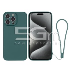 Silicone Case Green + Wrist Strap iPhone 15 Pro Max