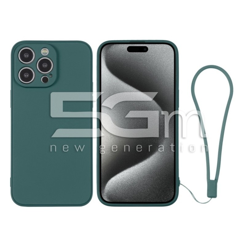Silicone Case Green + Wrist Strap iPhone 15 Pro Max